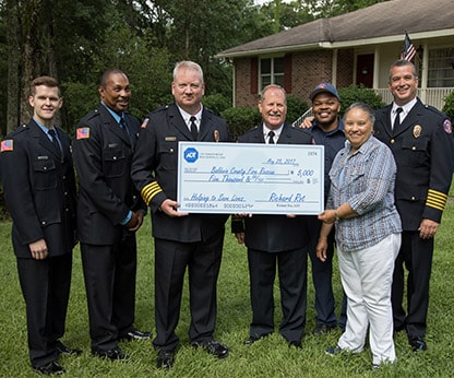 A $5000 check was presented to the Baldwin County Fire Rescue