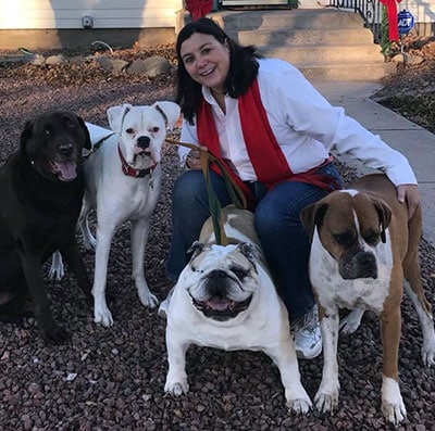 Angela Campbell and her dogs.
