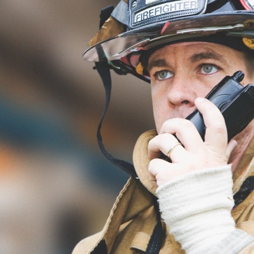 Firefighter with communications device